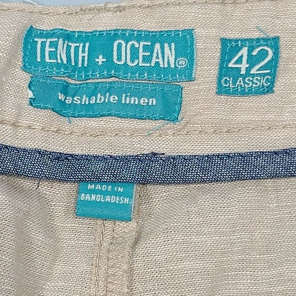 Tenth + Ocean Natural Washable Linen Shorts Men's Size 42" Tan Sand NWT - Picture 3 of 8